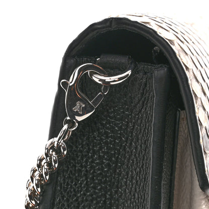 Soft Calfskin Snakeskin My Lockme Chain Bag Pochette Black