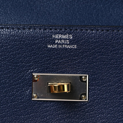 Chevre Chamkila Kelly Pocket Long Wallet Bleu Indigo