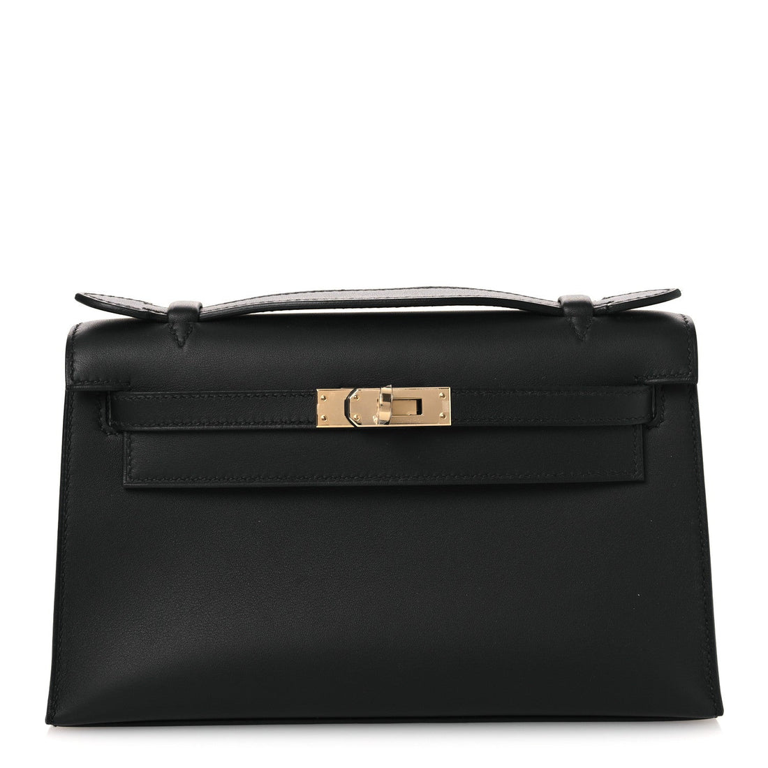 Swift Horseshoe Kelly Pochette Clutch Black Lime