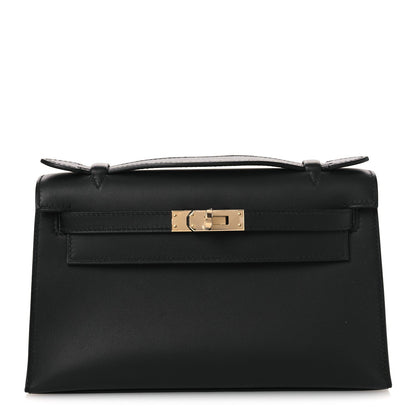Swift Horseshoe Kelly Pochette Clutch Black Lime