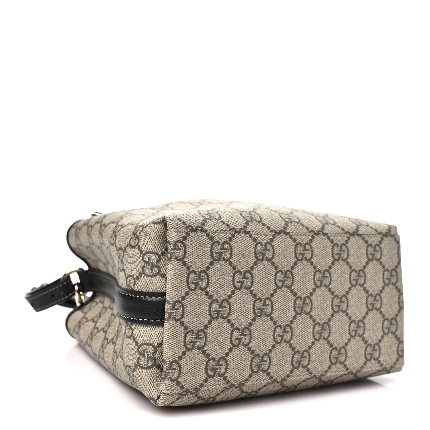 GG Supreme Monogram Emblem Mini Bucket Bag Beige Black