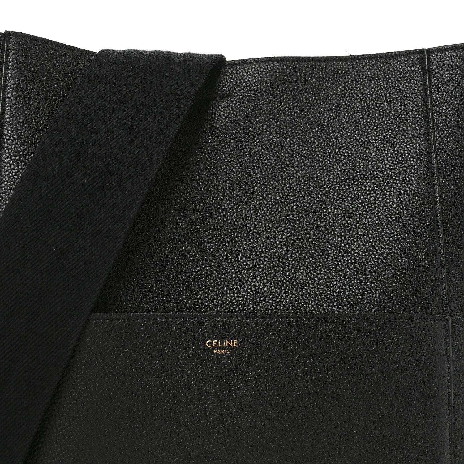 Soft Grained Calfskin Sangle Bucket Bag Black