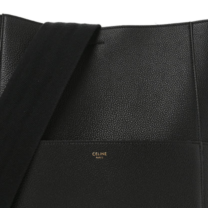 Soft Grained Calfskin Sangle Bucket Bag Black