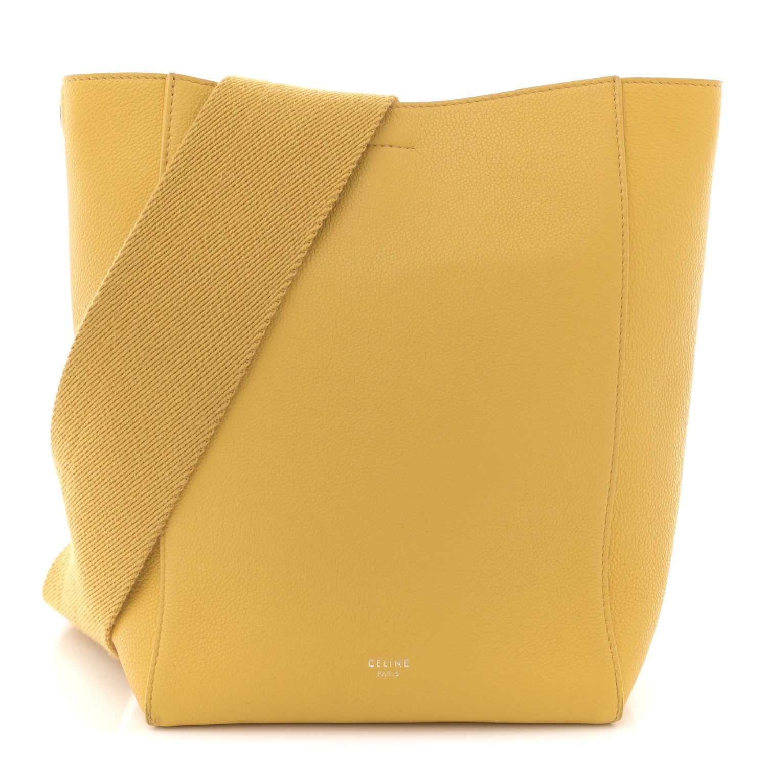 Soft Grained Calfskin Small Sangle Bucket Bag Ocre