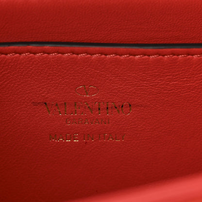 Nappa Beaded One Stud Chain Clutch Red