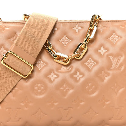Lambskin Embossed Monogram Coussin PM Camel
