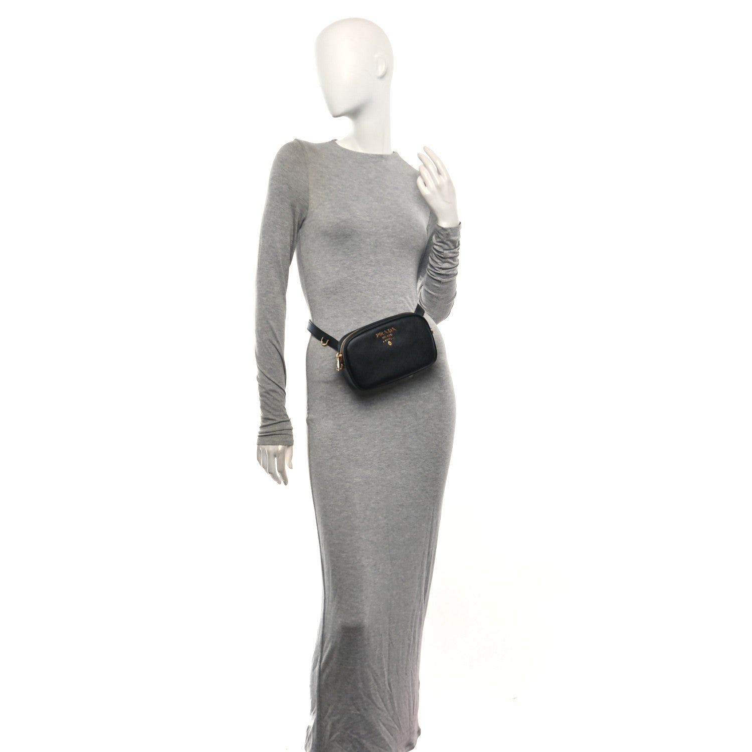 Saffiano Lux Metal Belt Bag Black