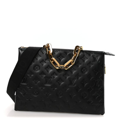 Lambskin Embossed Monogram Coussin MM Black