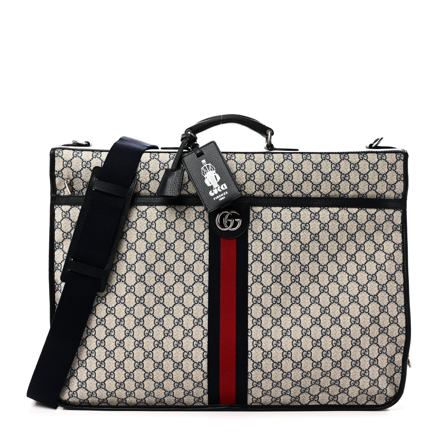 GG Supreme Monogram Web Savoy Garment Bag Beige Blue