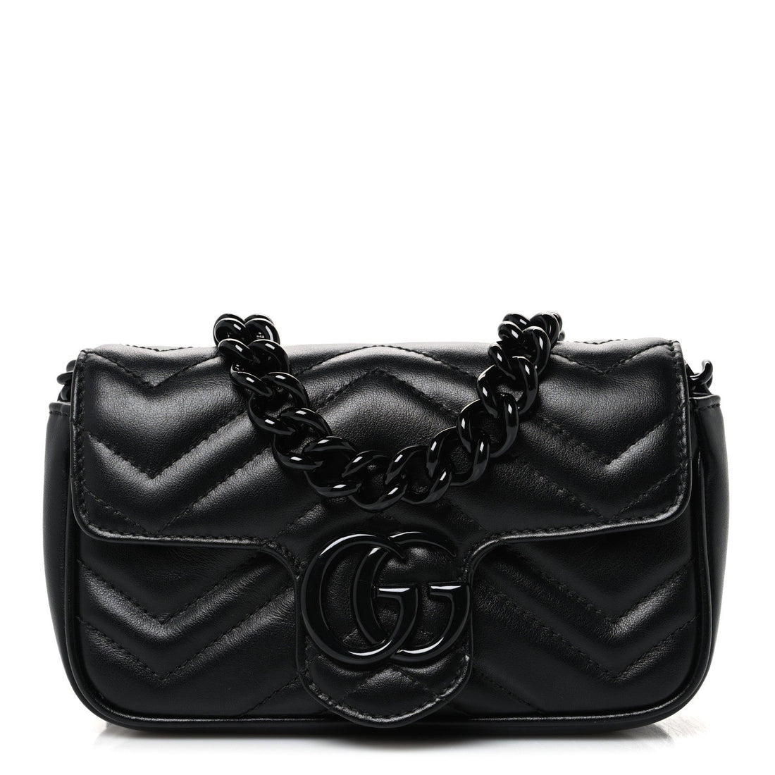 Calfskin Matelasse Monochrome GG Marmont Chain Belt Bag Black