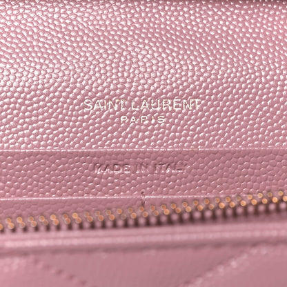 Grain De Poudre Matelasse Chevron Monogram Chain Wallet Fuxia Couture