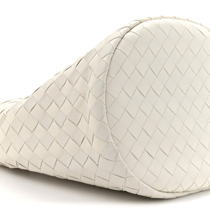 Calfskin Intrecciato Small Castello Bucket Bag White