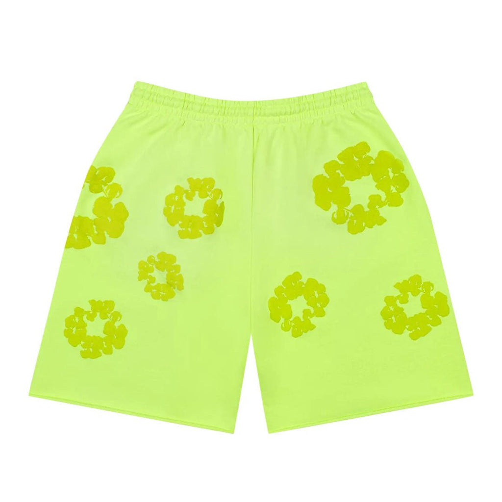 Denim Tears Mono Cotton Wreath Sweat Shorts 'Neon Green'