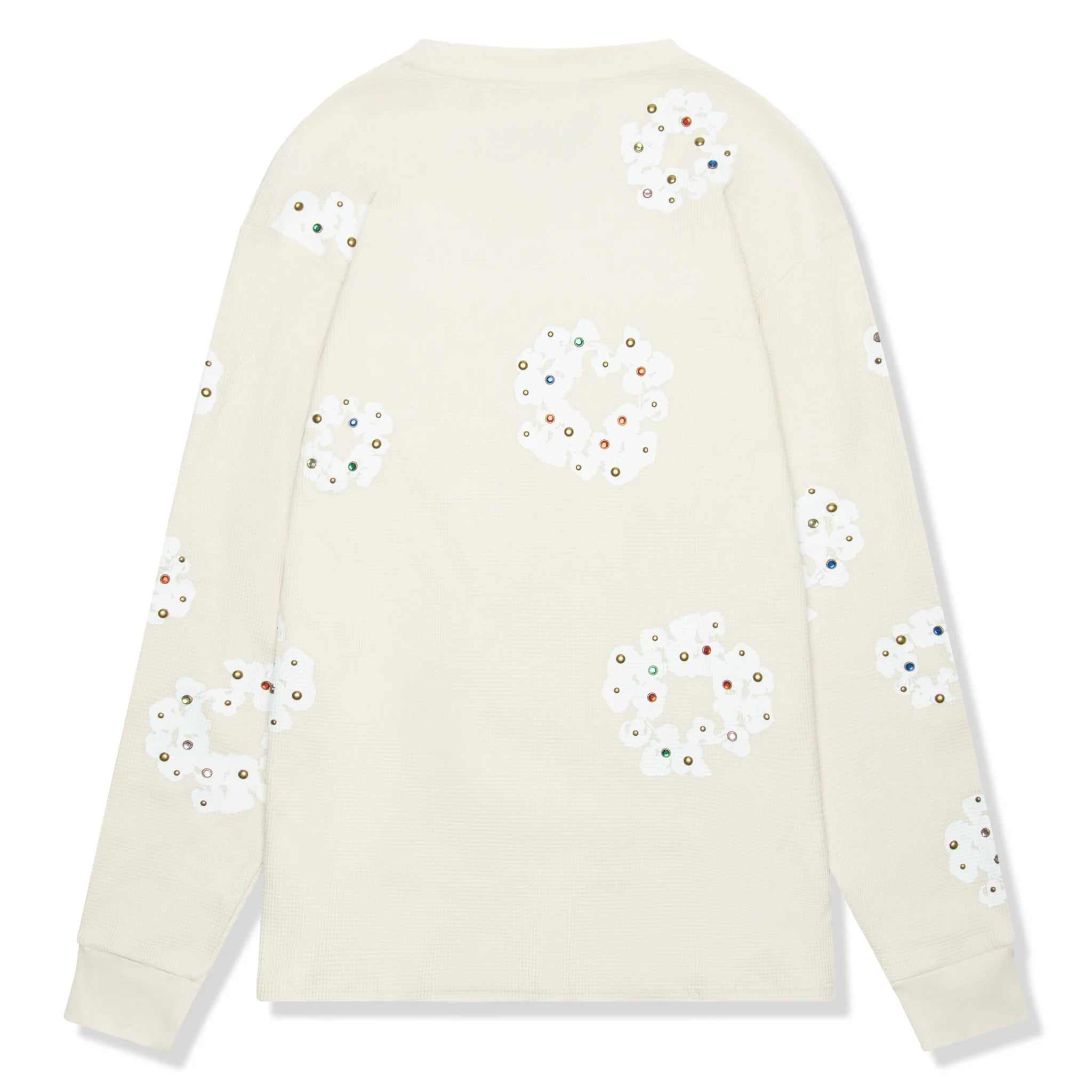 Denim Tears Rhinestone The Cotton Wreath Long-Sleeve Thermal Oatmeal T Shirt Secondary image