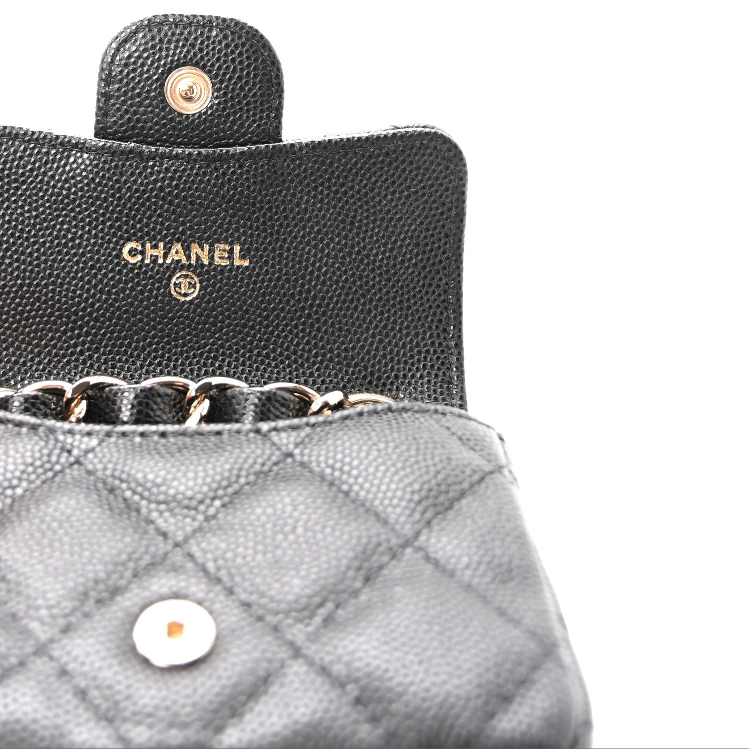Caviar Quilted Mini Chain Belt Bag Black