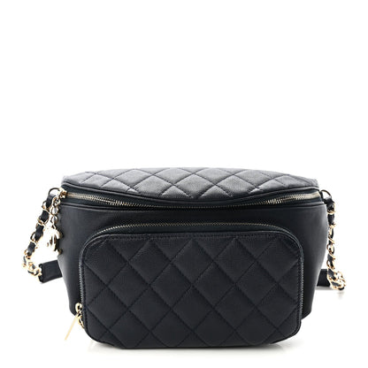 Caviar Quilted Business Affinity Waist Belt Bag Navy