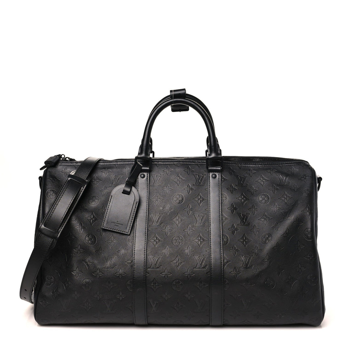 Calfskin Shadow Monogram Keepall Bandouliere 50 Black