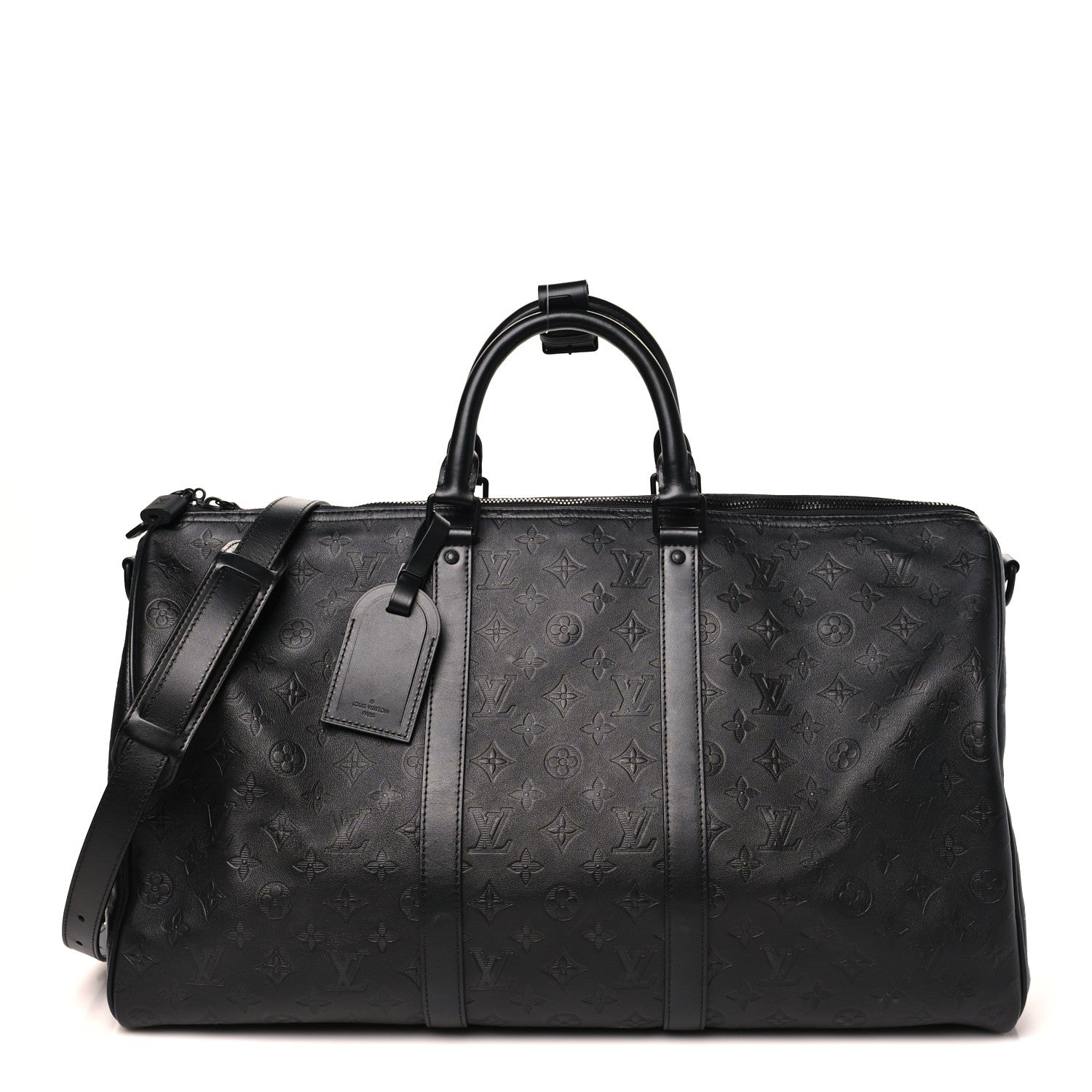 Calfskin Shadow Monogram Keepall Bandouliere 50 Black