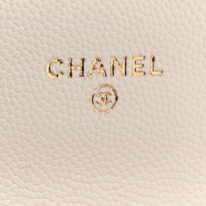 Caviar Quilted Mini Clutch With Chain White