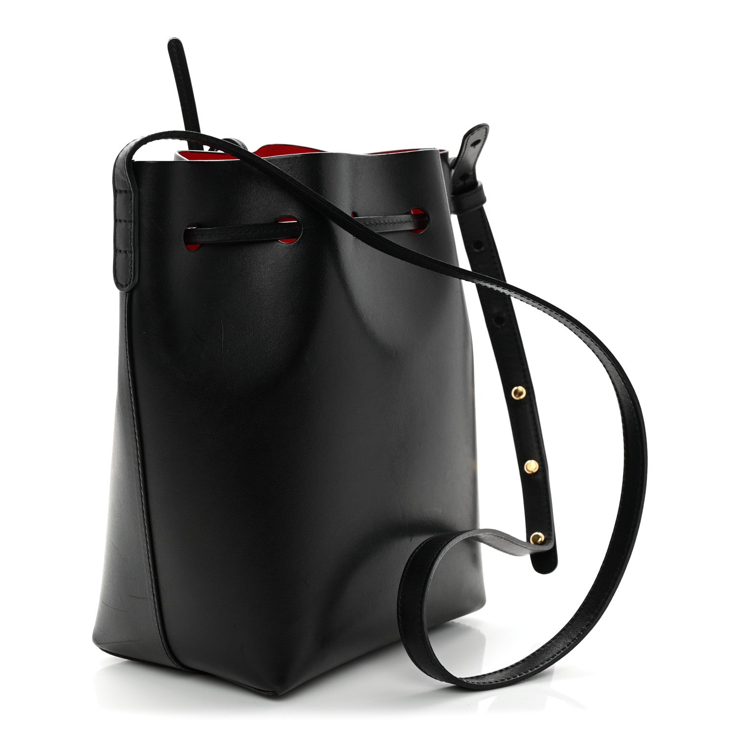 Calfskin Mini Bucket Bag Black Flamma
