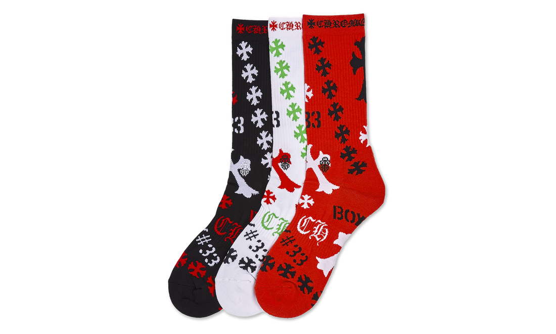 STENCIL SOCKS "Black / Red / White" CHRM0858