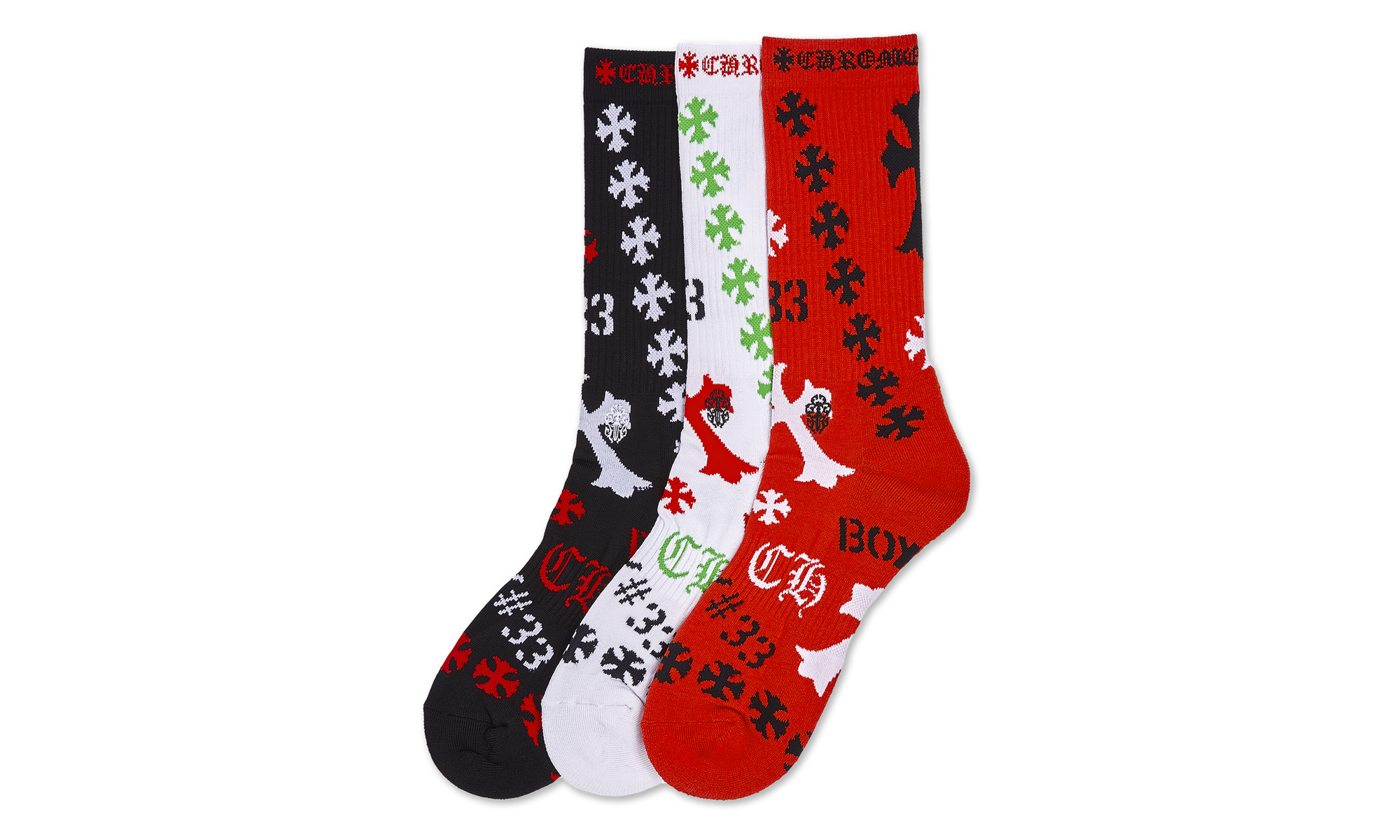 STENCIL SOCKS "Black / Red / White" CHRM0858