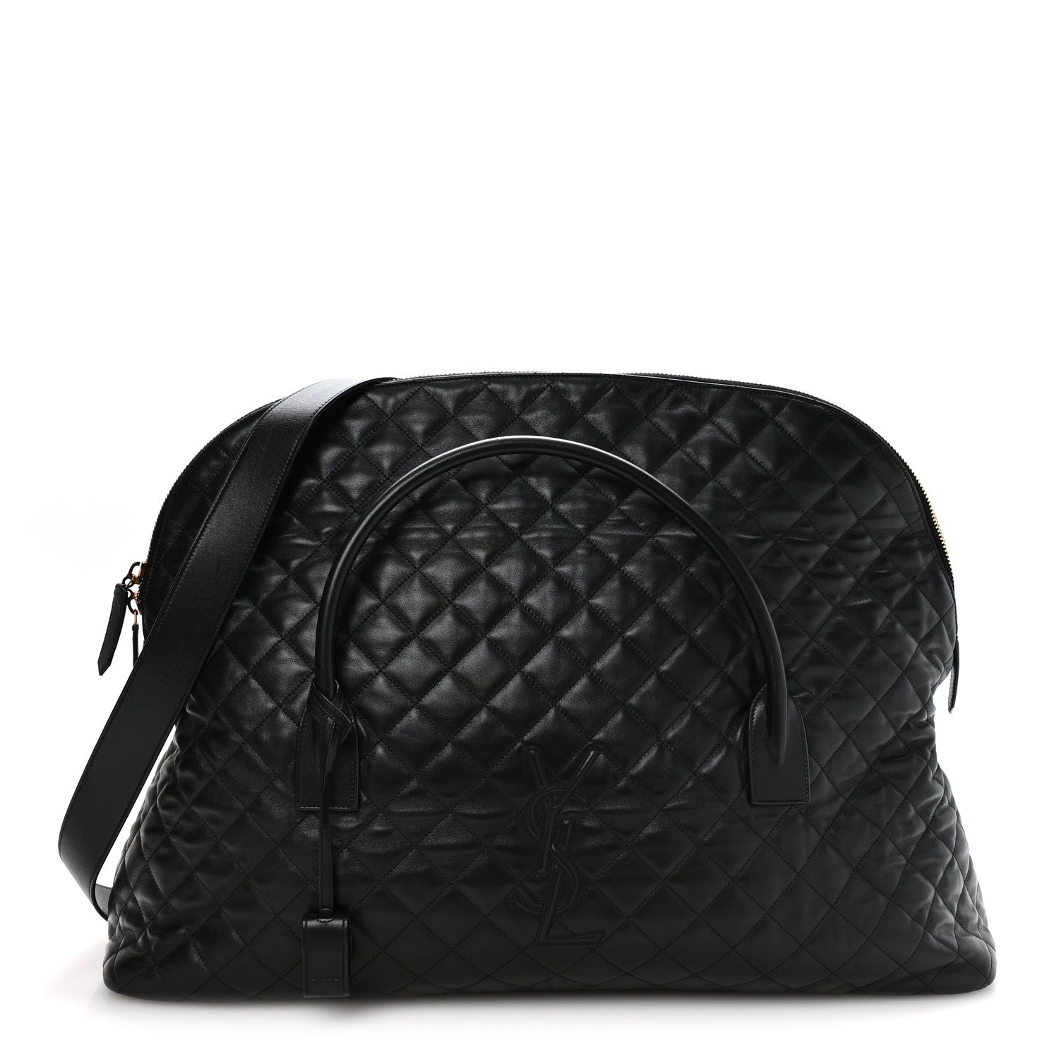 Calfskin Quilted ES Giant Travel Bag Black