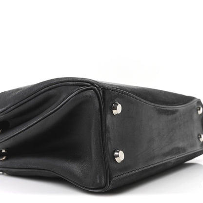 Natural Smooth Calfskin Medium Rodeo Top Handle Handbag Black
