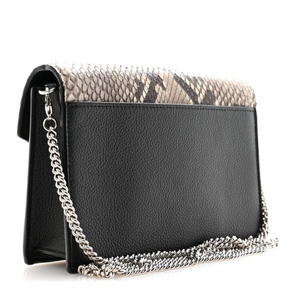 Soft Calfskin Snakeskin My Lockme Chain Bag Pochette Black