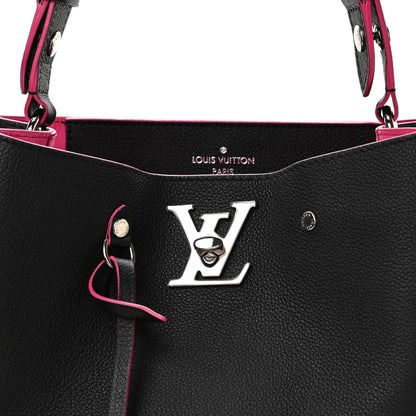 Calfskin Lockme Bucket Black