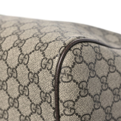 GG Supreme Monogram Textured Dollar Calfskin Web Medium Savoy Duffle Bag Beige Dark Brown