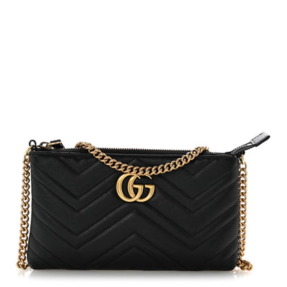Calfskin Matelasse Mini GG Marmont Chain Bag Black