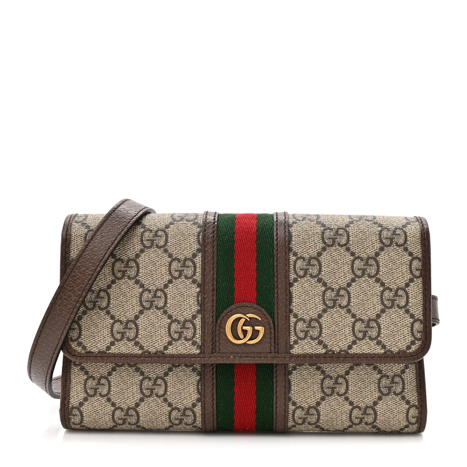 GG Supreme Monogram Web Ophidia Crossbody Wallet Beige Ebony New Acero