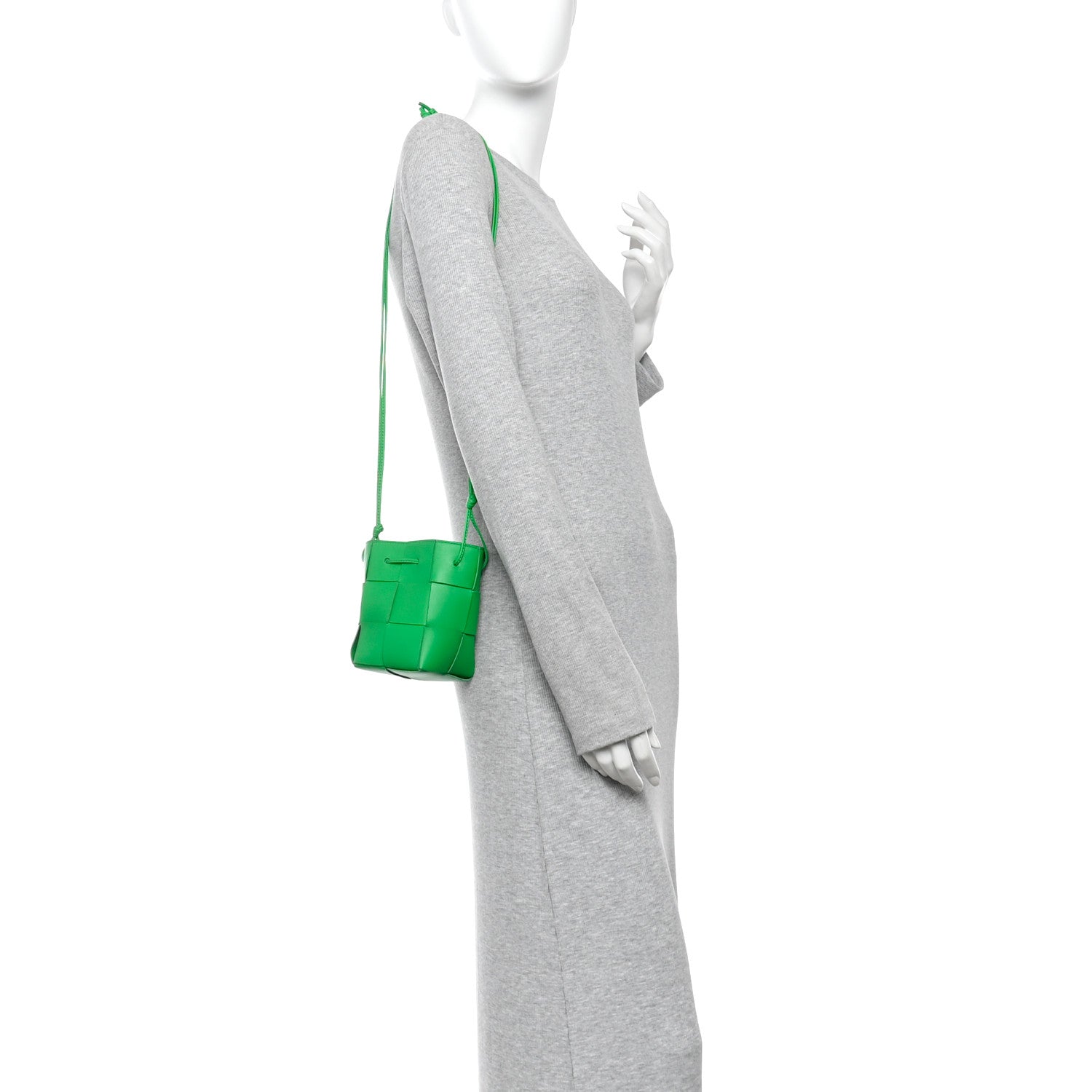 Nappa Maxi Intrecciato Mini Cassette Bucket Bag Parakeet