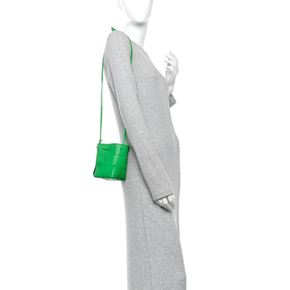 Nappa Maxi Intrecciato Mini Cassette Bucket Bag Parakeet