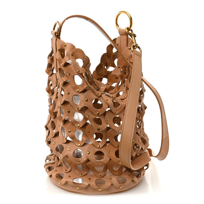 Vegetable Tanned Calfskin Studded Seau Coeur Bucket Bag Vintage Brown