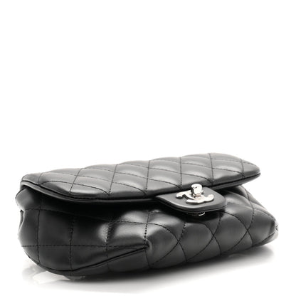 Calfskin Quilted CC Uniform Flap Belt Bag Black