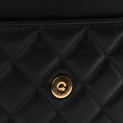 Lambskin Quilted Wallet On Chain WOC Black