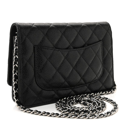 Caviar Quilted Wallet on Chain WOC Black
