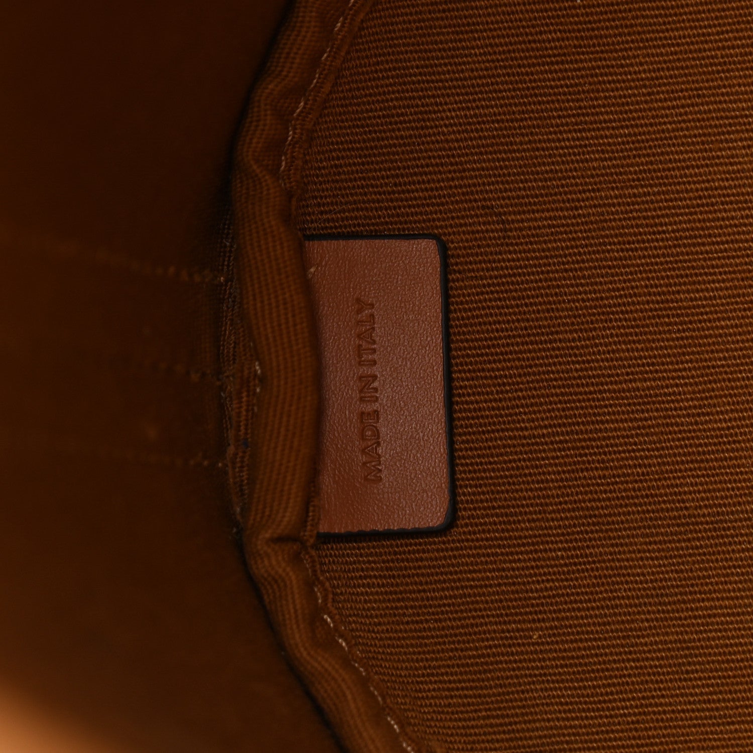 Triomphe Canvas Calfskin Small Drawstring Bucket Bag Tan