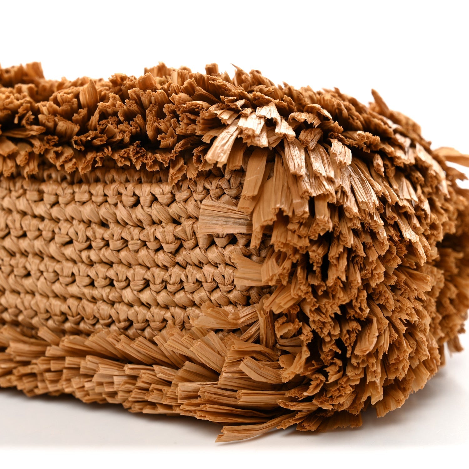 Raffia Fringe Nano Kelly Shopper Dark Beige