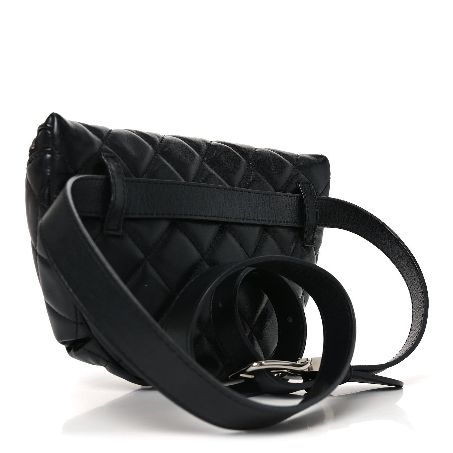 Calfskin Quilted Waist Belt Bag Black
