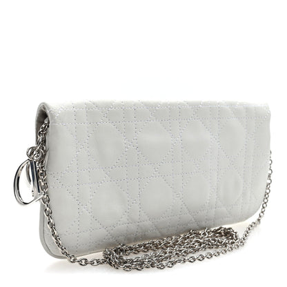 Lambskin Cannage Lady Dior Chain Clutch White