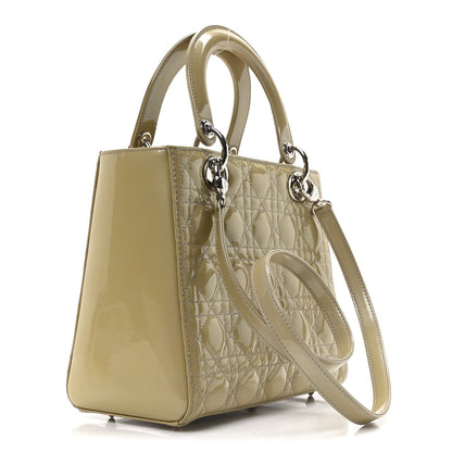 Patent Cannage Medium Lady Dior Grey