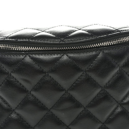 Calfskin Quilted Uniform Waist Belt Bag Black