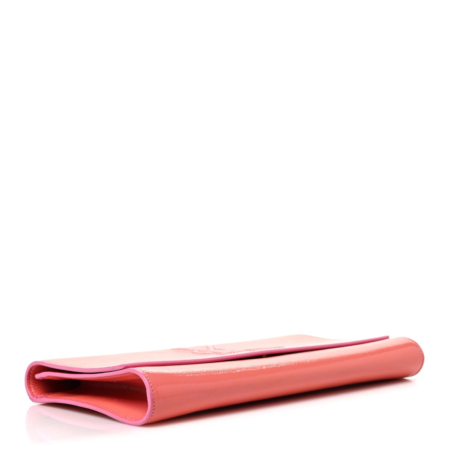 Textured Patent Large Belle De Jour Clutch Indian Pink