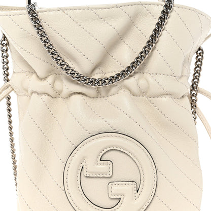 Sakai Be Green Calfskin Diagonal Stitched Mini Blondie Bucket Bag Mystic White