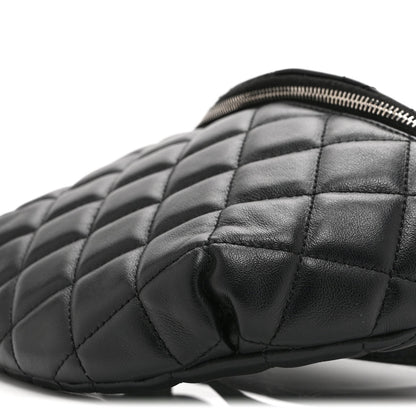 Calfskin Quilted Uniform Waist Belt Bag Black