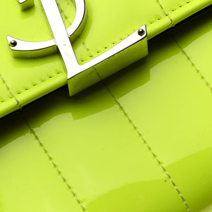 Patent Calfskin Matelasse Monogram Vicky Chain Wallet Neon Yellow