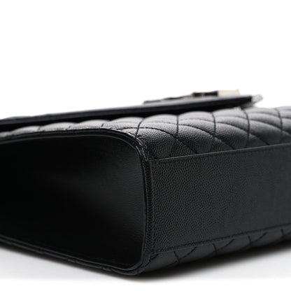 Grain De Poudre Textured Mixed Matelasse Large Triquilt Monogram Satchel Black
